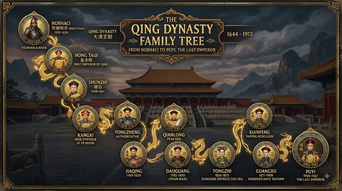 The Qing Dynasty Family Tree: From Nurhaci to Puyi, the Last Emperor