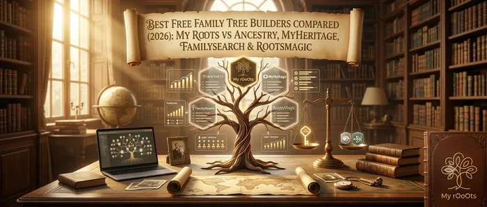Best Free Family Tree Builders Compared (2026): MyRooots vs Ancestry, MyHeritage, FamilySearch & RootsMagic